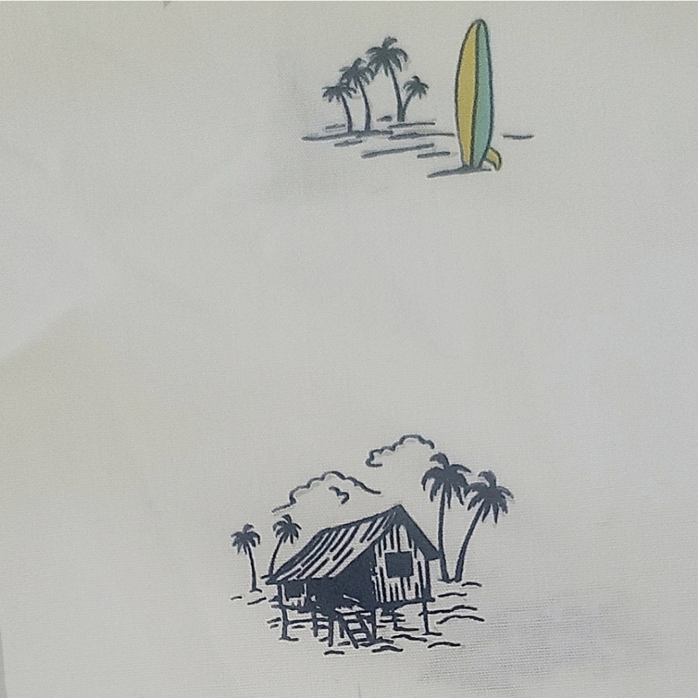 Chaps Mens' XL Tropical Short Sleeve Button Down Shirt Palm Tree Sailboat Print - Picture 2 of 6